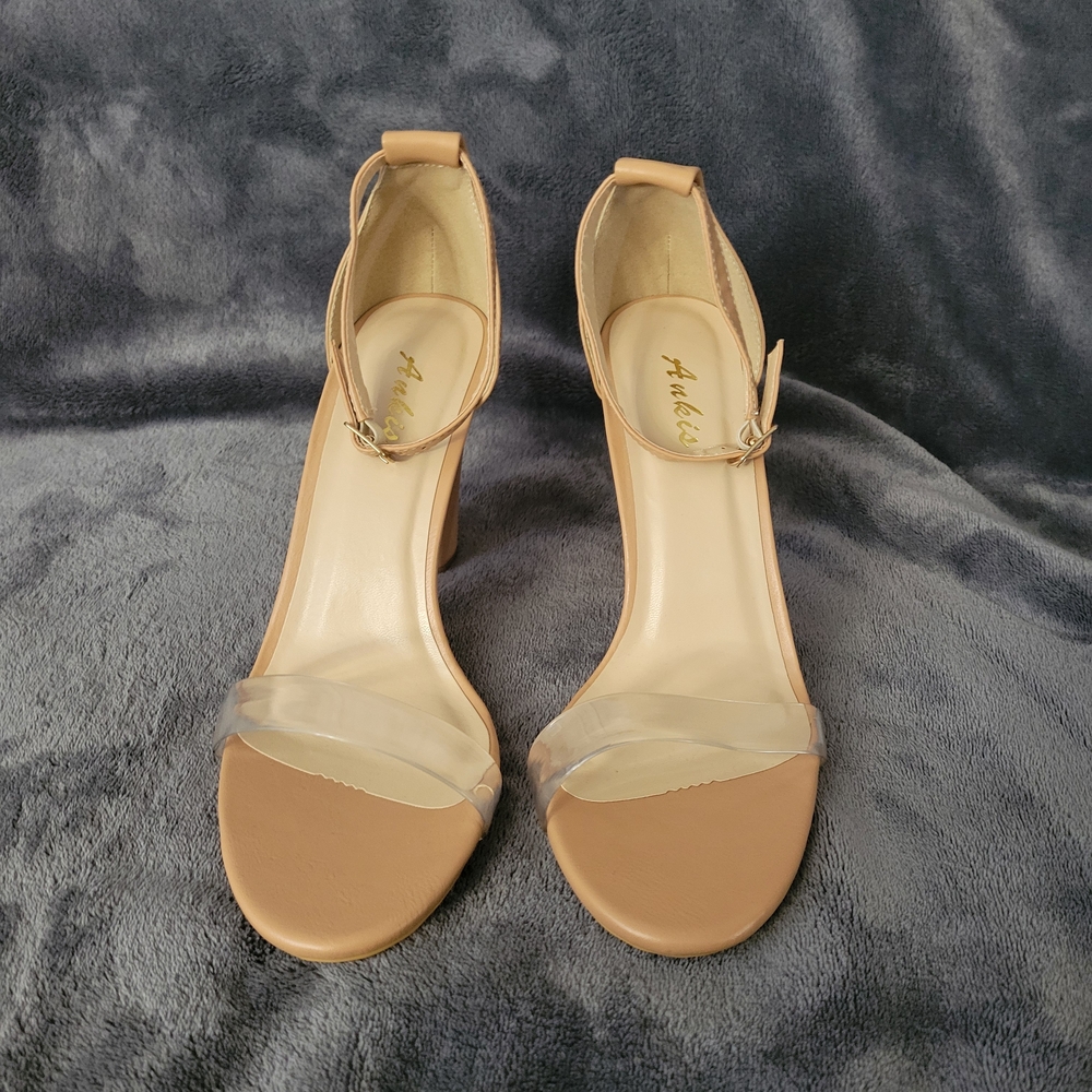 Ankle Strap Beige Heels
